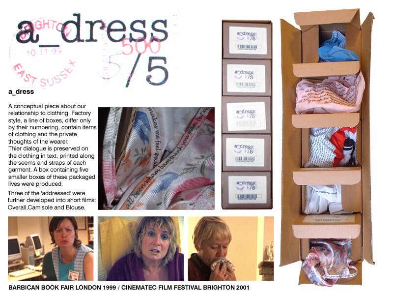 A Dress conceptual clothing and video project portfolio page