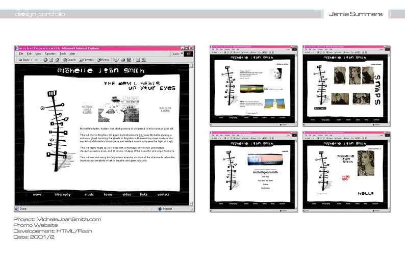 Michelle Joan Smith website interface designs