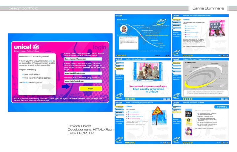UNICEF interactive learning interface designs