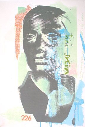 Layered screenprinted portrait of Albina