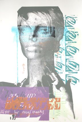 Layered screenprinted portrait of Edna