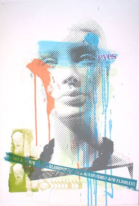 Layered screenprinted portrait of Grace
